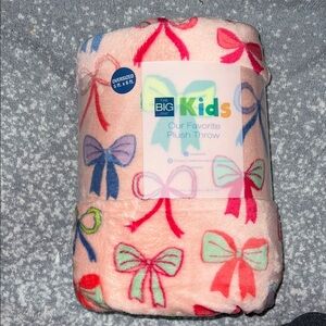 The Big One Kids Plush Throw - Pink with Multicolor Bows